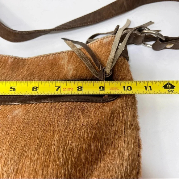 Maurizio Taiuti Italy Pony Calf Fur Brown Leather Crossbody Purse / Bag - Picture 12 of 14